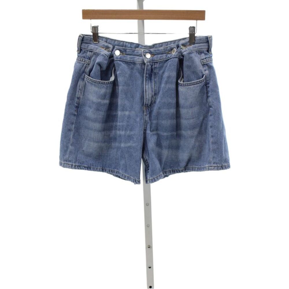 Zara Women Blue Denim Bermuda Shorts Button Closure Casual Summer Size 6